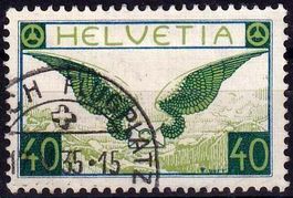 1933 Flugpost Nr. F15z, geriffeltes Papier, ZÜRICH FLUGPLATZ