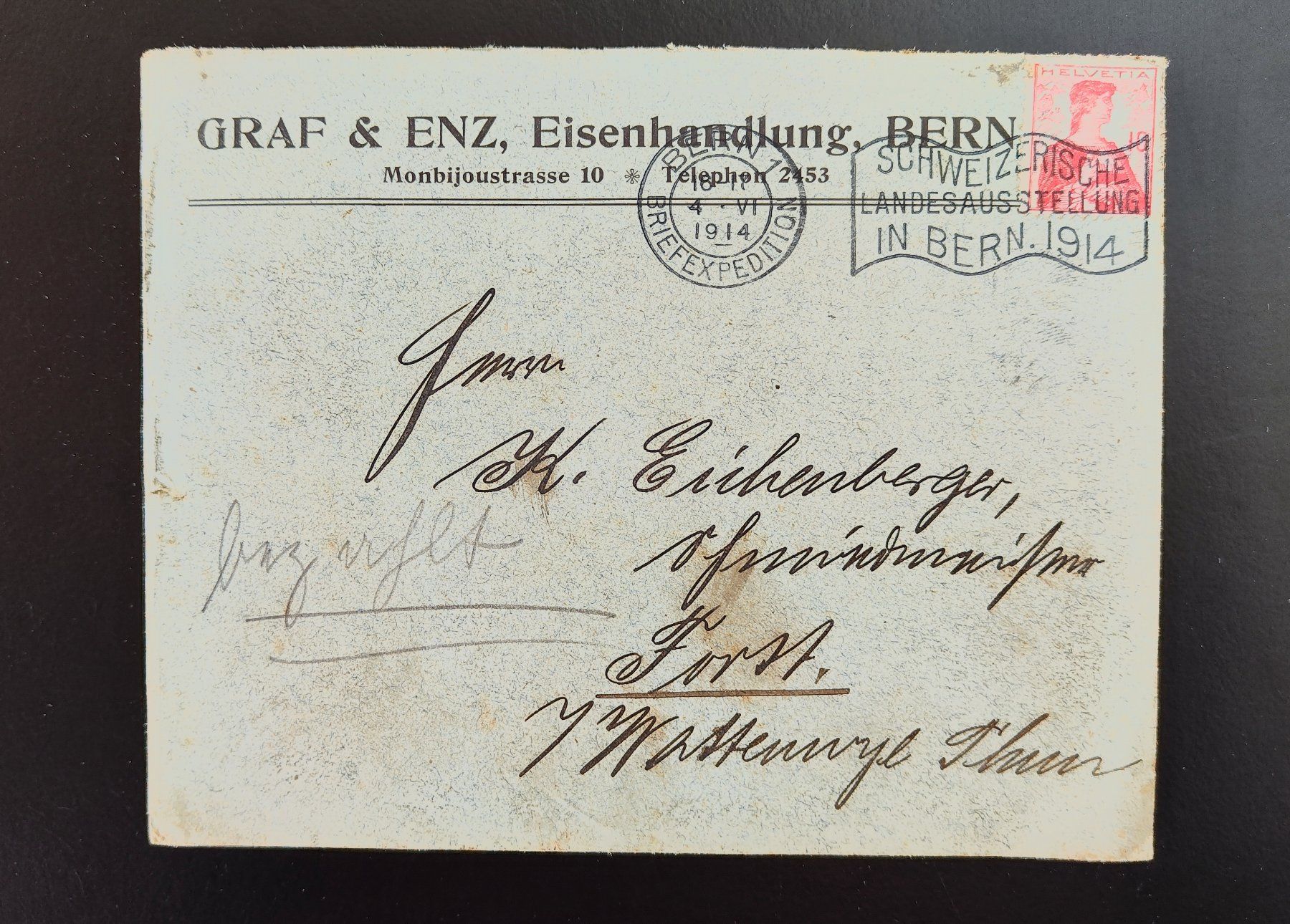 Enveloppes & pochettes d'envoi: Couvert Graf & Enz Bern 1914 – D'occasion à Lenzburg par Dani_Lenzburg