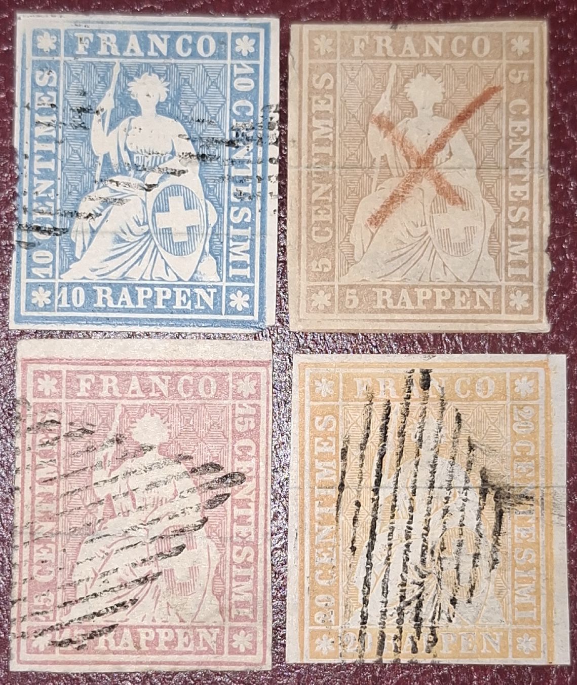 Tutti i francobolli: Strubelserie 22B - 25B Kat. 840.- – Usato da Balgach venduto da SIMEON27