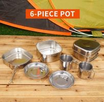 Stalinless Stahl Cookset 6 PcsOutdoor Camping Kochgeschirr