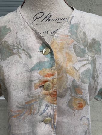 Superbe chemisier court à fleurs 100%lin MARELLA t.36