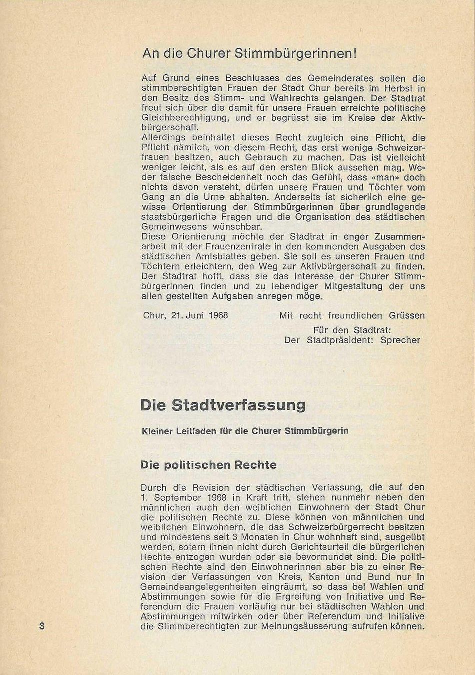 Libri: Chur Stadtverfassung - Kleiner Leitfaden 1968 – Usato da Flims - Dorf venduto da Stagediver 1