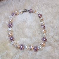 Elegante Perlenkette, Weiss-Lila, Vintage Look, Top Zustand!