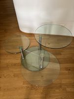 Couchtisch, Kristallglas / Metall, rund, dreiteilig