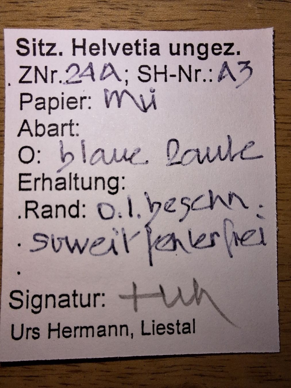 Tutti i francobolli: Strubel 24A3 bl. Raute mit Befund Kat. 240.- – Usato da Balgach venduto da SIMEON27 2