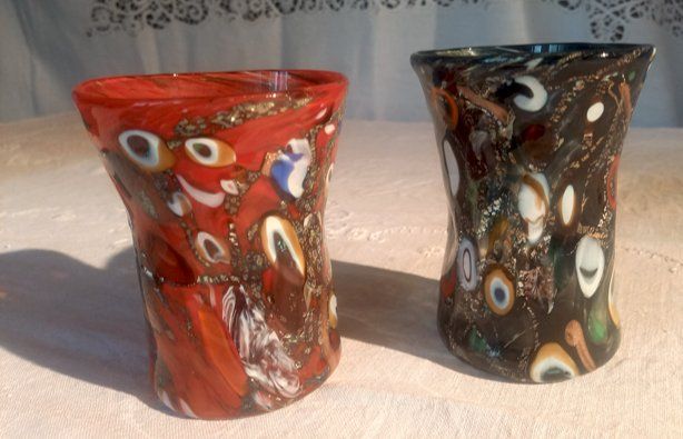 Murano Bicchieri: Murano 1x paire de verres à eau multicolore – Usato da Ponts-de-Martel venduto da Henri-Louis