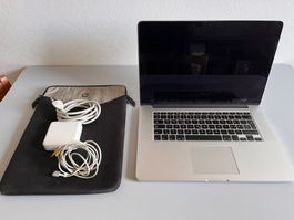 Macbook Pro Retina 15" inkl. Netzteil & Hülle