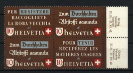1942, Altstoffverwertung,Viererblock Nr.256I **