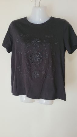 Damen T-Shirt schwarz mit Stickerei M