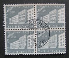 PP 1955 5 Rappen Viererblock gestempelt