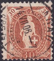 Stehende Helvetia: 88A.Pf (HELVETTA) Fehlerfrei AARAU, 450.-