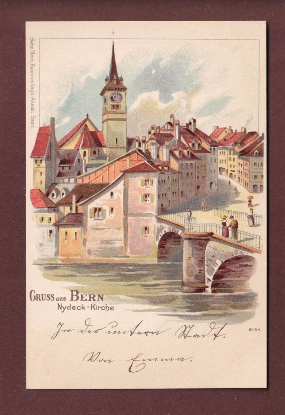 Ansichtskarten: Gruss aus BERN - Nydeck-Kirche – Gebraucht aus Pully von nicecards