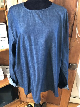 Damen Langarmbluse Jeansoptik blau gebrauchter Zustand