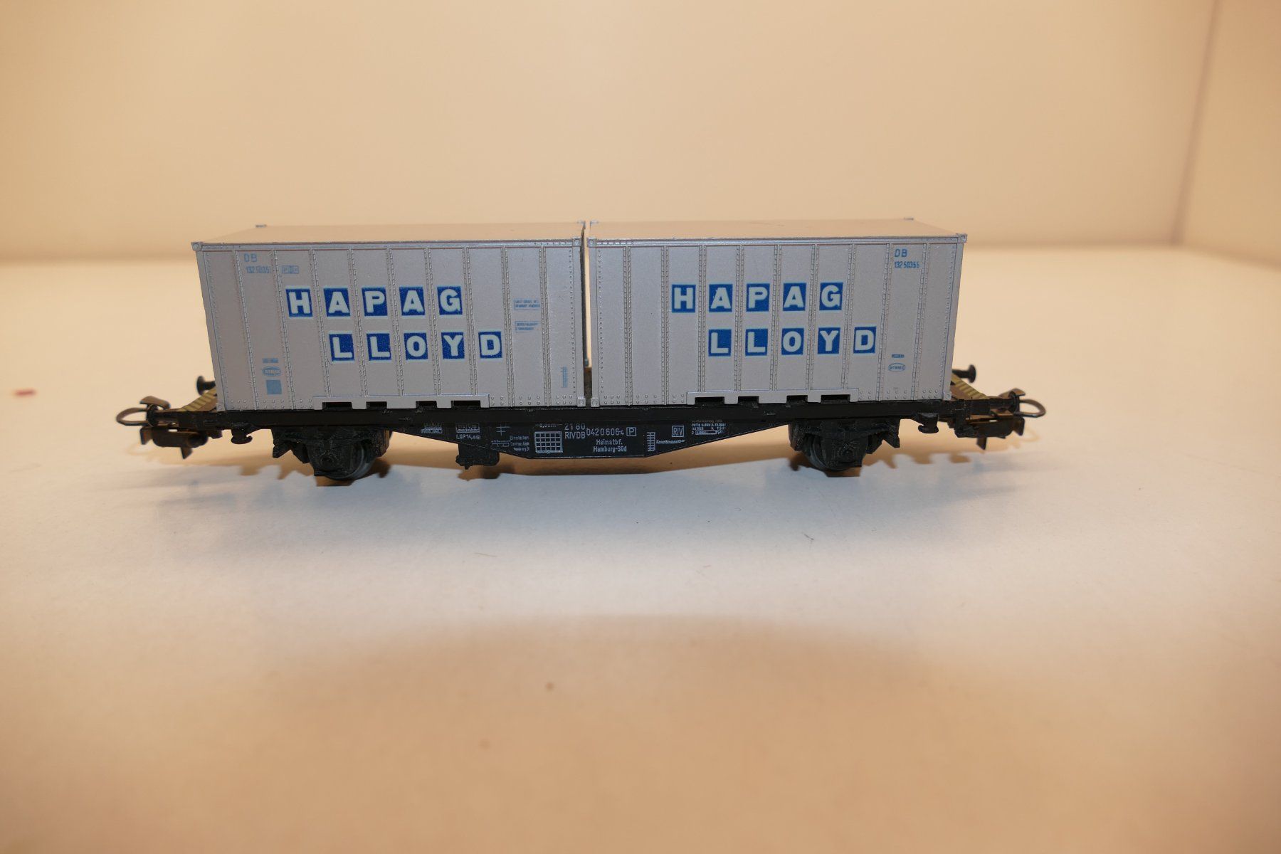 Märklin Modellini di ferrovie: Märklin H0: DB Containerwagen Hapag Lloyd – Usato da Niederhasli venduto da rail-duerst