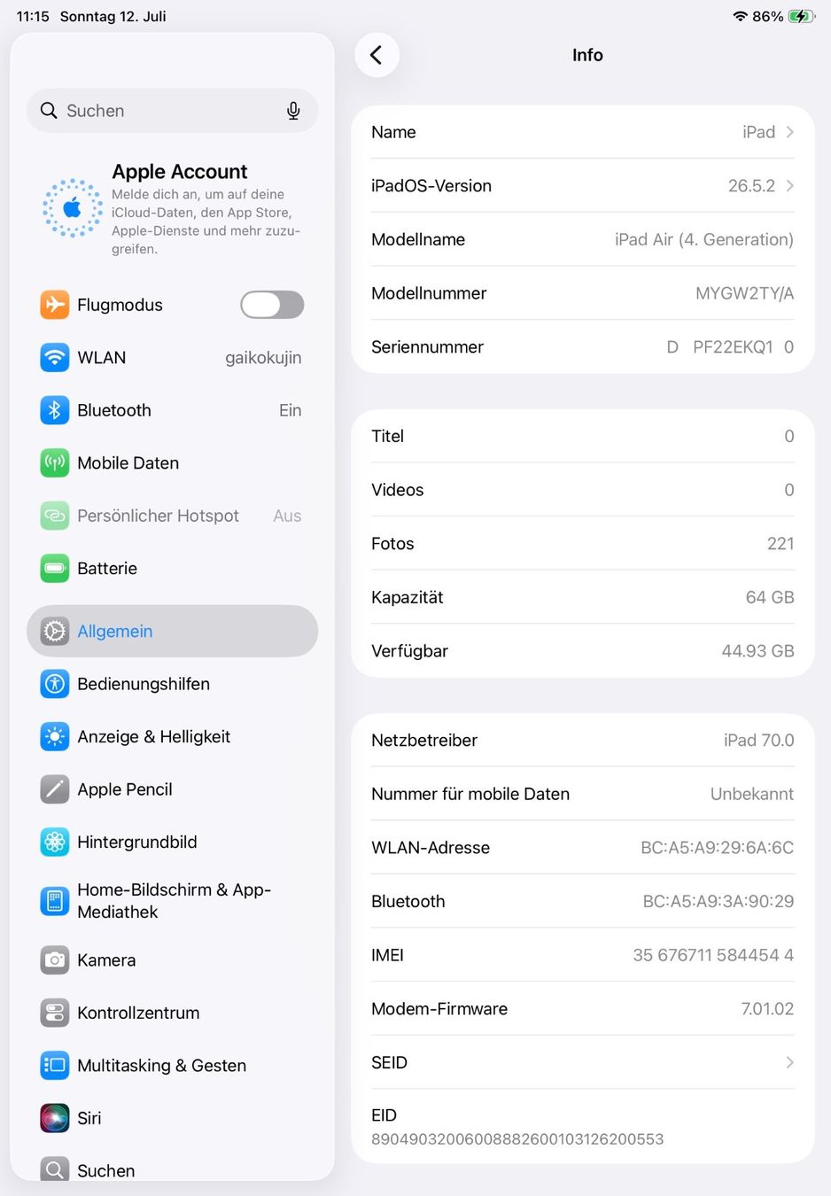 Apple Tablet PC: iPad Air (4. Generation)|Space Grau|64 GB|Celular|Hülle – Gebraucht aus Zürich von Gaikokujin 9
