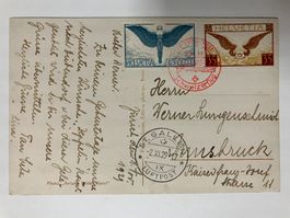 Kat. 10+14 auf Zeppelin Karte, Schweizfahrt, KP 190.--