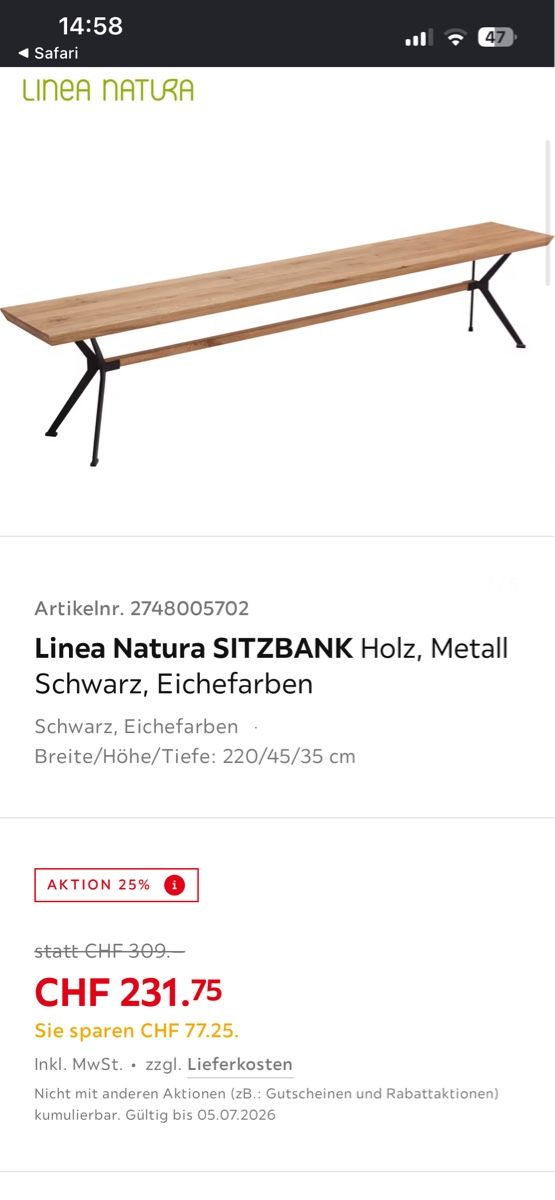Set di tavolo e panche: Holztisch und Holzbank – Usato da Liestal venduto da Xenias01 4