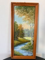 Idyllisches Ölgemälde – Flusslandschaft mit Birken –Signiert