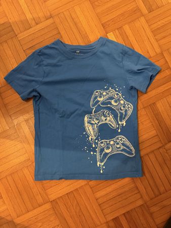 H&M T-Shirt, Gr. 146/152, blau