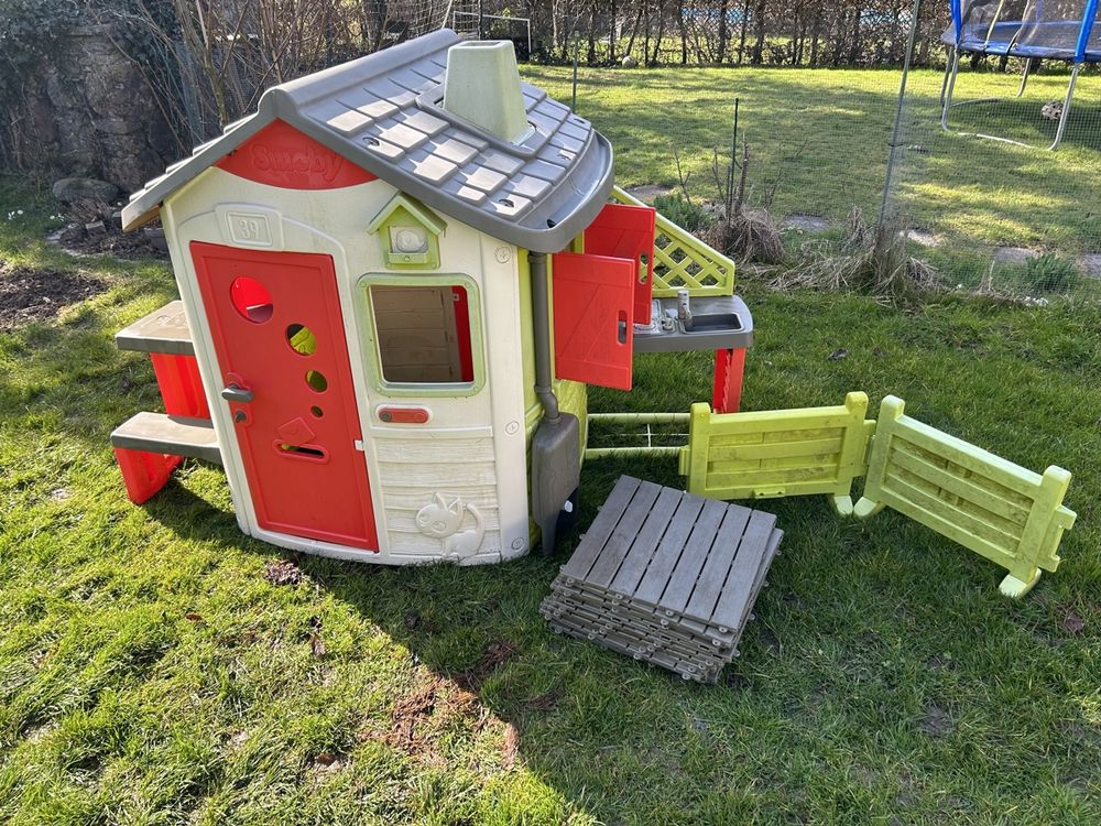 Smoby Spielhaus mit Küche Klingel Zaun Regenbehälter Boden Kaufen auf