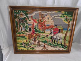 [Brocante] Tableau canevas "Scène vénerie"