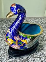 kleine Schwan- Schale Cloisonné Blau Goldfarben ✨Top Zustand