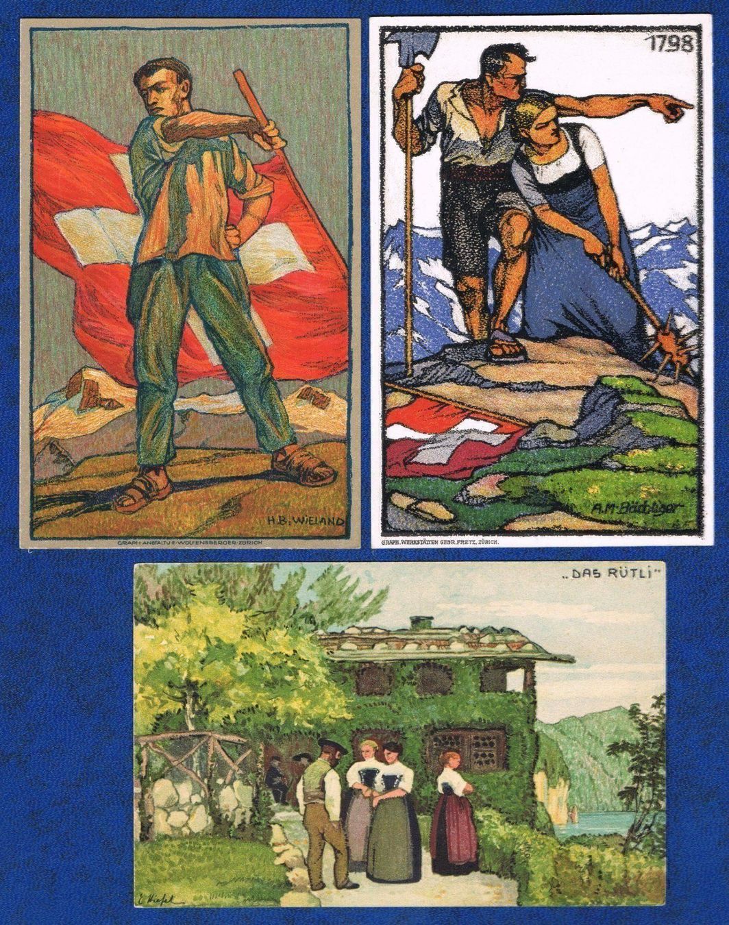 Tutti i francobolli: 6 Bundesfeier Karten 1910 - 1913 – Usato da Biberstein venduto da Jura39 1