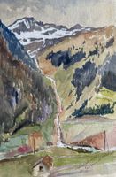 M. Debrunner, 1955 - Aquarell, Rientallücke, Göschenen, Uri