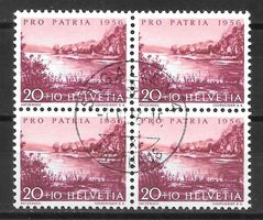 Viererblock Pro Patria B78 gestempelt ET St. Gallen 1.6.1956