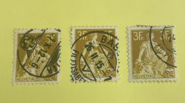 Kleinlot 3 x Helvetia mit Schwert 3 Fr.