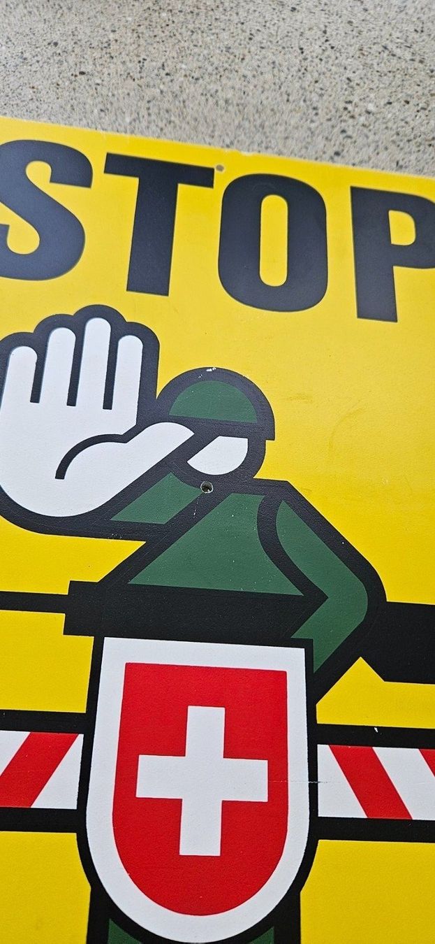 Insegne: *** Warntafel klein Grenze STOP ! *** – Nuovo (secondo la descrizione) da Riedholz venduto da fr_sIruP 3
