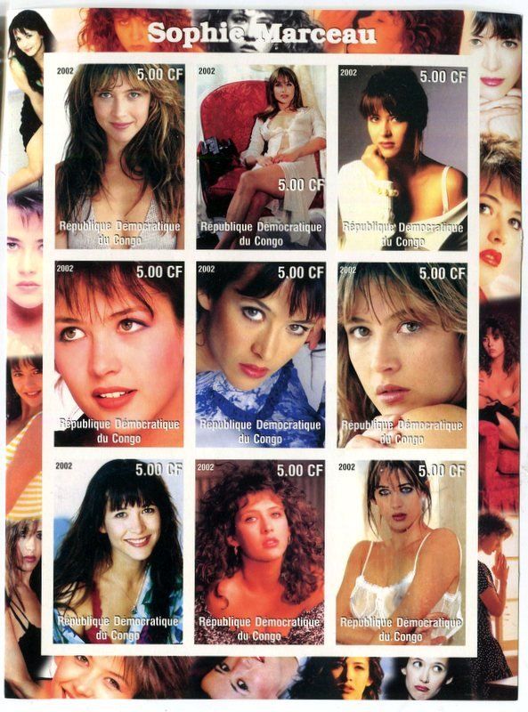 Tutti i francobolli: Block "Sophie Marceau". Kongo. – Nuovo e nell'imballaggio originale da Basel venduto da Butsch5