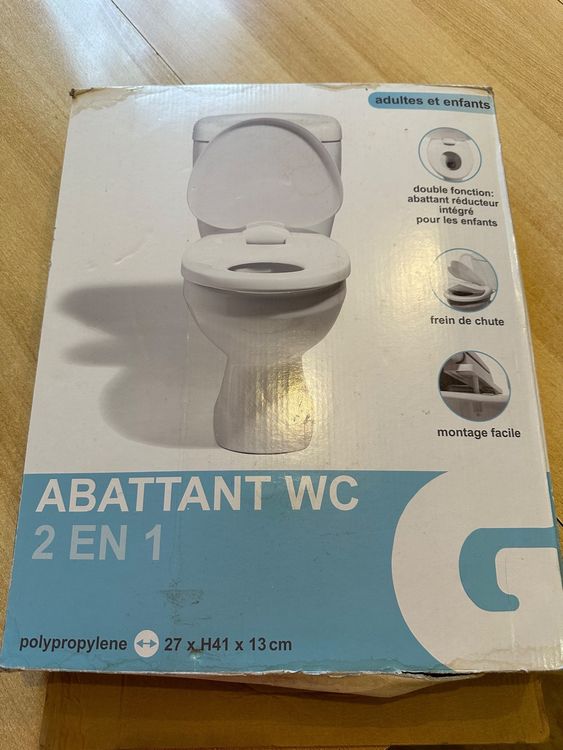 Abattant Wc 2En1 Adulte Et Enfant Plastique Blanc Frein De Chute