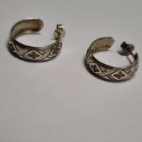 Vintage Silver silber Stud Earrings Boucles d'Oreilles #A3