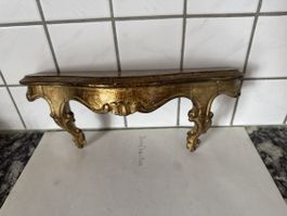 Wandkonsole Holz goldfarben antik gebrauchter Zustand