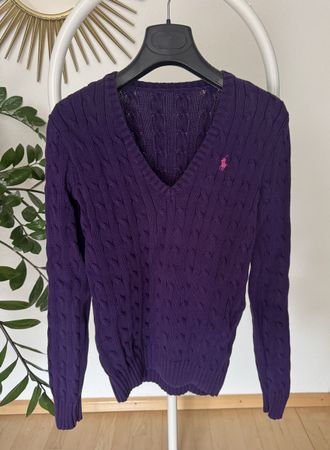 Polo Ralph Lauren Damen Pullover Gr. M Lila V-Neck 
