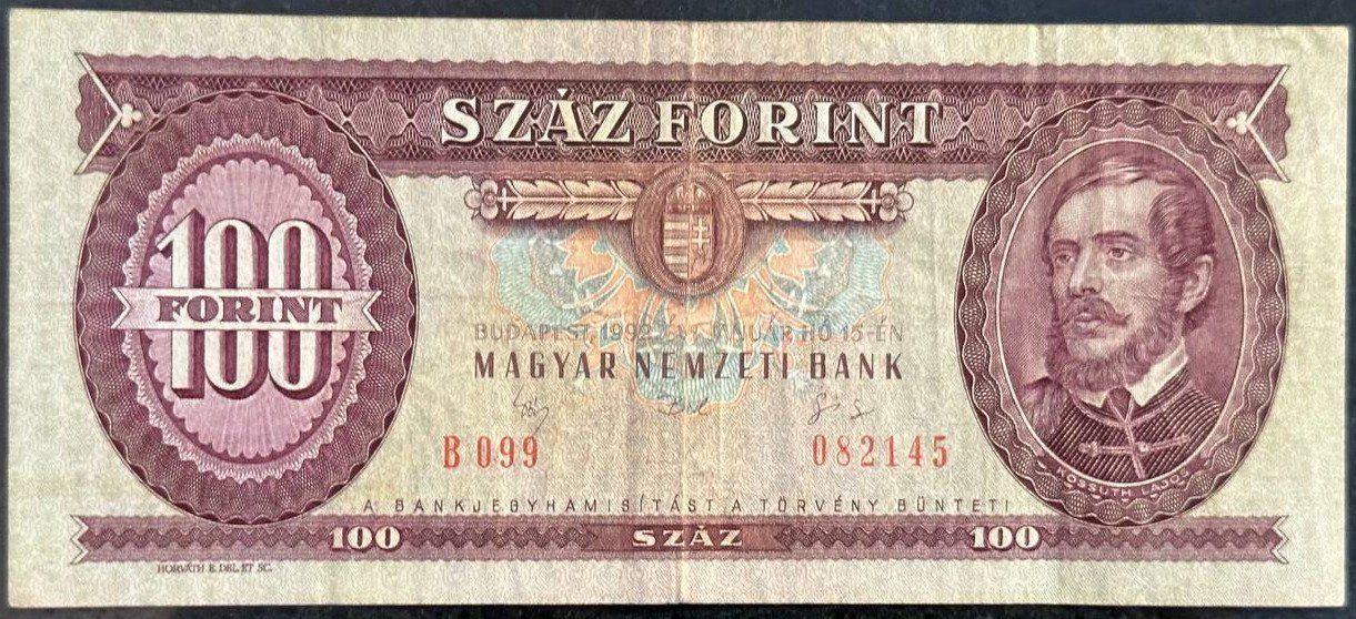Banconote: Ungarische 100 Forint Banknote, 1992 – Usato da Beringen venduto da Mantafisch1
