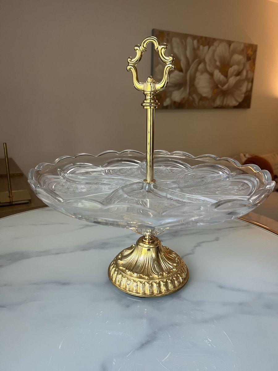 Piatti di portata: Etageren Servierplatte Glas Goldfarben – Usato da Zürich venduto da R1908 1