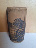 Handgemachte Vintage Keramikvase mit Spitzenabdruck, Unikat