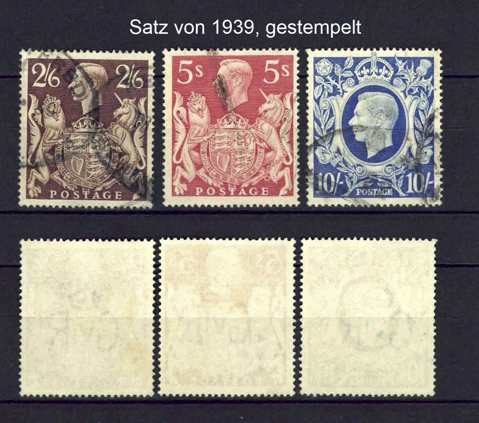 Alle Briefmarken: England Satz von 1939, gestempelt – Gebraucht aus Basel von Pfefferschootte