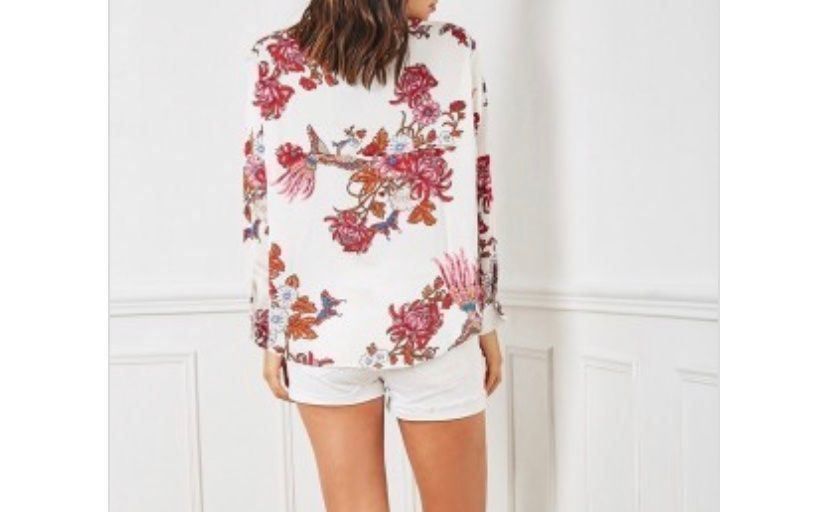 Camicette: Chemise blanche fleurs rouge – Nuovo e nell'imballaggio originale da Petit-Lancy venduto da mina222 2