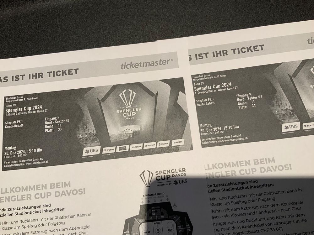 Spengler Cup 2024 Tickets 30.12.24/ Nachmittag Kaufen auf Ricardo