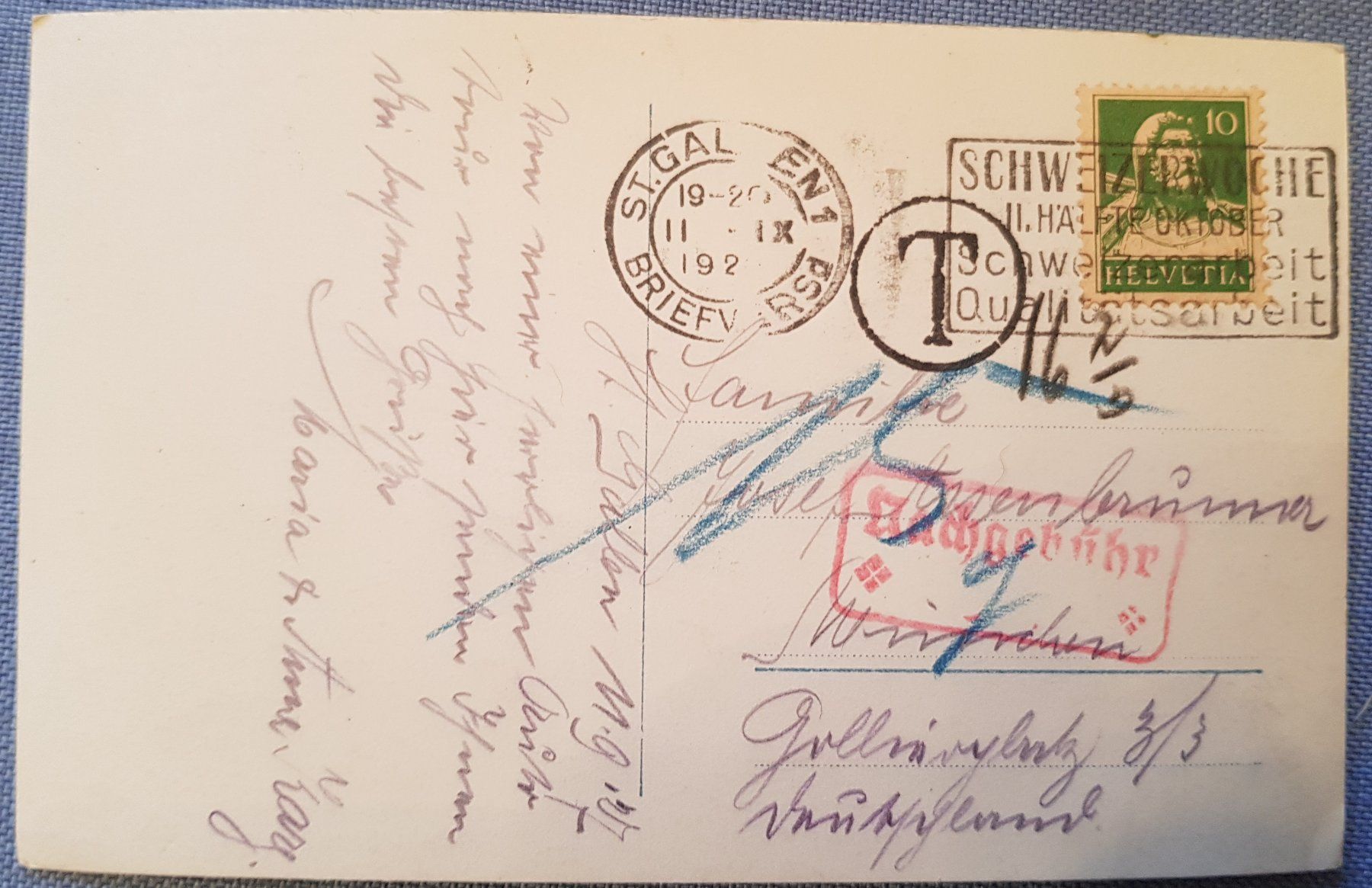 Ansichtskarten: St. Gallen vom Rosenberg 1927 – Gebraucht aus Melchnau von Fishel 1