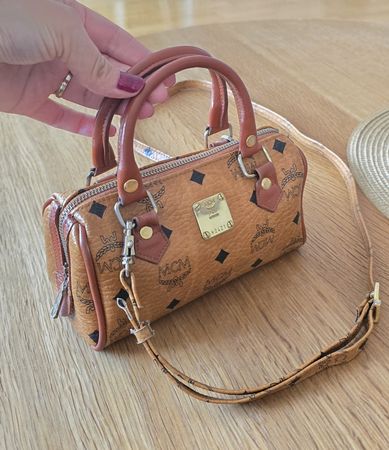 MCM Vintage Mini Boston Speedy Visetos Cognac Canvas  