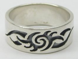 Indianer Ring Silber 925 Spirale Flammen Ornamente Gr. 65