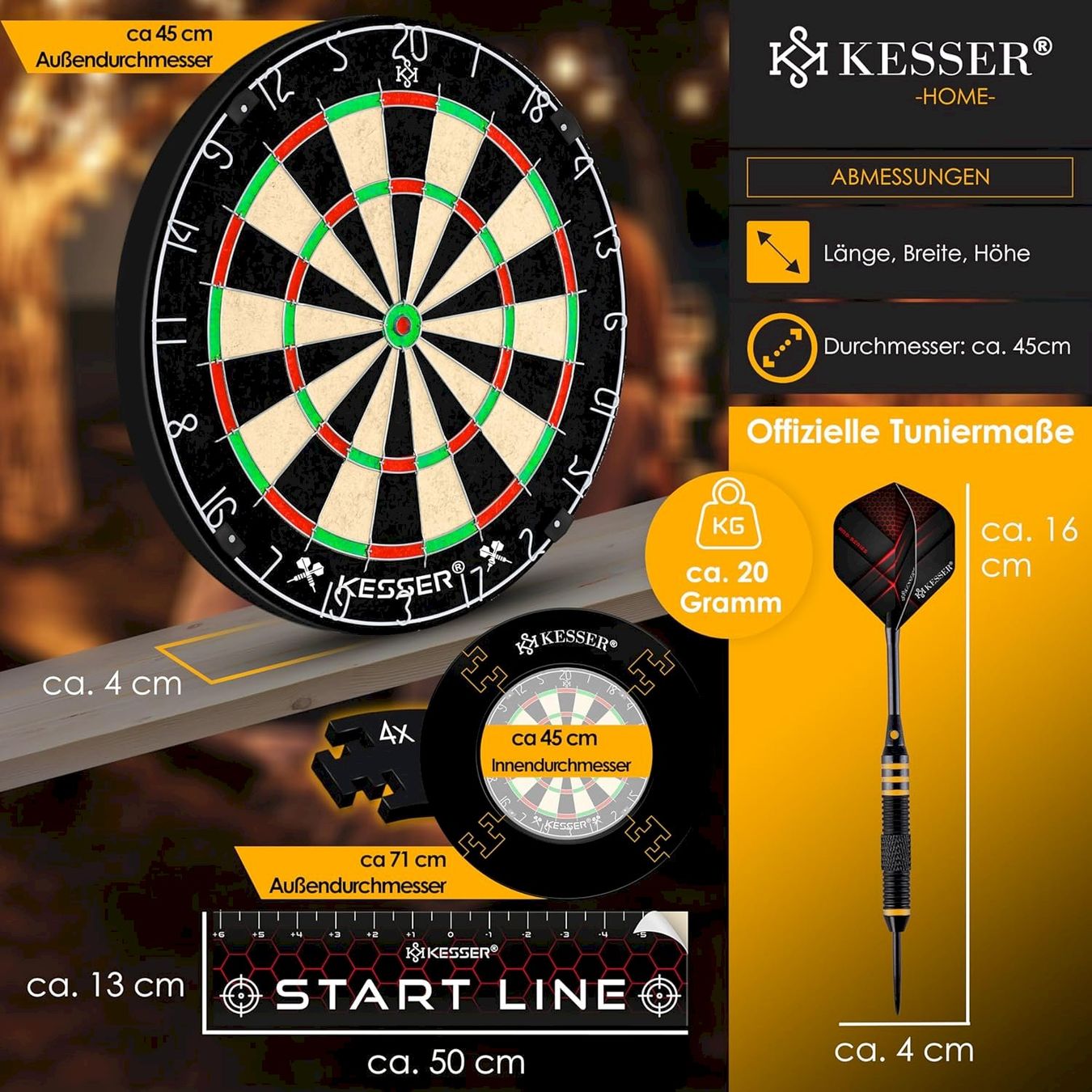 Freccette: KESSER Dartscheibe Steeldarts SET – Nuovo e nell'imballaggio originale da Bottighofen venduto da zaap 8