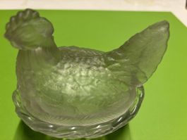 Glasdose Henne auf Nest, Bonboniere Vintage 🐔