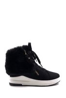 Sneakers, schwarz, Kunstfell, Grösse 37