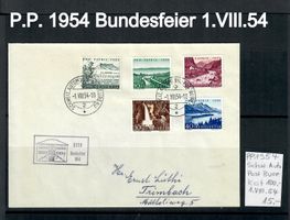 P.P. Brief Bundesfeier 1.VIII 54 Autos-Post-Bureau Kat.100.-