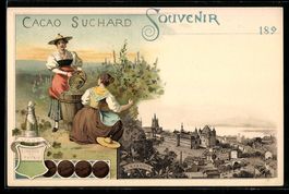 Lithographie Vaud, Cacao Suchard, Frauen bei Weinlese